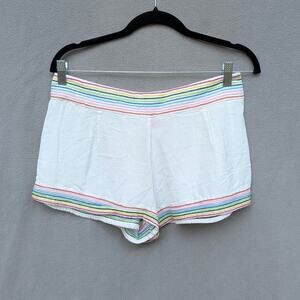 Solid & Striped Lennox White Linen/Cotton Blend Lightweight Mini Shorts, size L